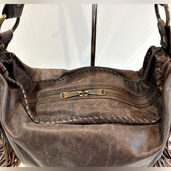 Patricia Nash Leather Fringe Western Shoulder Handbag - Picture 3 of 14